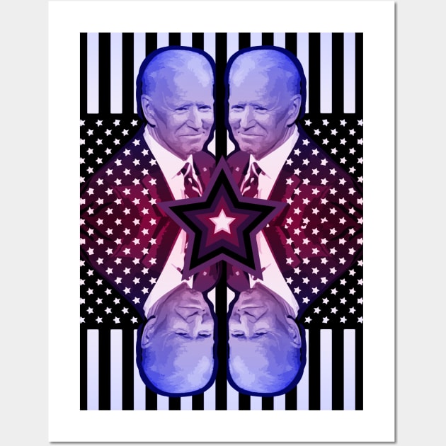 Joe Biden - Black & White American Flag Edit Wall Art by WaltTheAdobeGuy